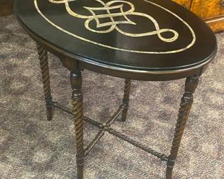 One of Two Inlaid Side Tables