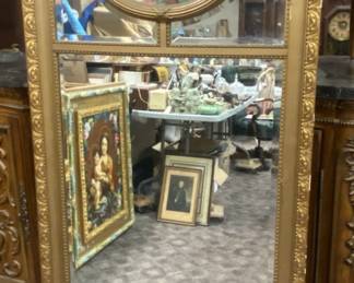 Large Trumeau Mirror with Bevelled Glass