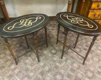 Spiral Leg Inlaid Side Tables