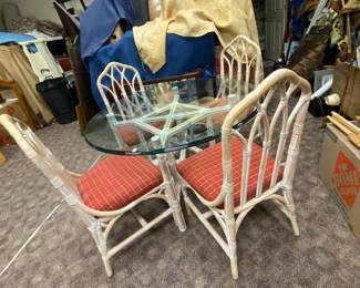 Lexington Furniture Rattan Chairs and Glass Top Table