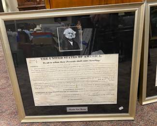 Framed and Matted Presidential Signed Land Grant - Martin Van Buren