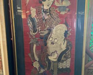 Large Framed Chinese Needlework on Silk