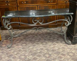 Iron and Tesselated Marble Console Table