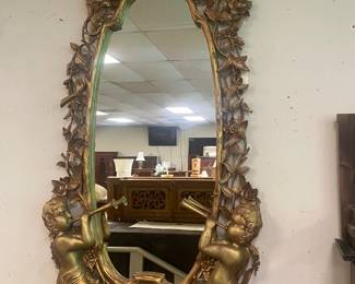 Monumental Carved Italian Giltwood Mirror 