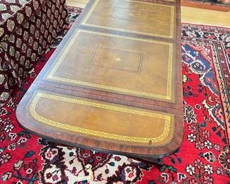 vintage leather top drop leaf table