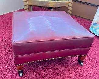 vintage leather ottoman footstool