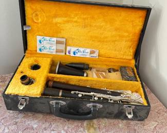 vintage wood clarinet in velvet case