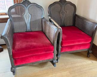 Antique Bergere cane back chairs