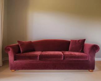 Burgundy Velvet Sofa