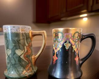 Hand-painted porcelain tankards