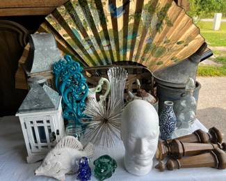 Swung Vase, Galvanized Items, Oriental Wall Fan, Tobacco Basket, Furniture Parts, Lanterns, Fish, Frogs, Paperweights, Vases