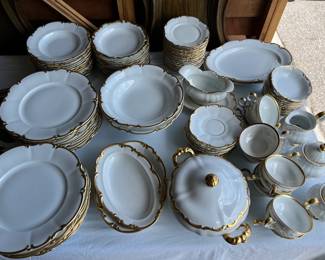 Milk Glass Gold Rimmed China Set