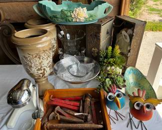 Roseville, Vintage Kitchen, FL East Coast Railway Spikes, Garden Decor, vintage juicer