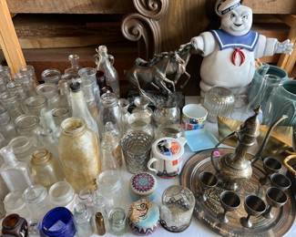 Antique Bottles, Brass Sets From India, Pottery Barn, William Sonoma, Sushi Sets, Tea Sets