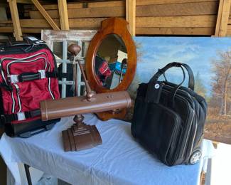 Samsonite Luggage, Flexo Vintage Desk Lamp, Landscape Art, Vintage Wood Mirrors