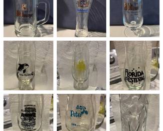 german bareware, Sea World- Rosie O' Gradies- Florida- PeterPan Inn hurricane glasses, Vintage naked lady clear bar glasses