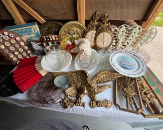 sewing, notions, eagle, flags, homco, syroco, fireking, cast iron