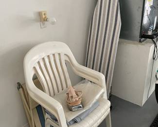 We have 2 plastic  tables & 4 chairs for each table