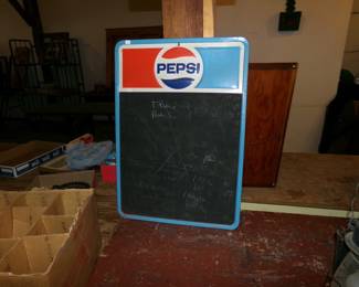 Pepsi Tin Advertising Sign and Blackboard
