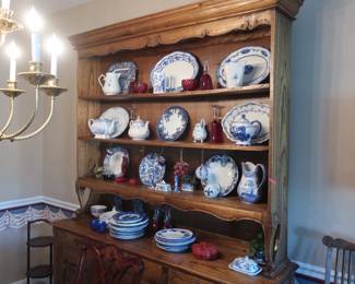lots  of  blue  and  white  china,  flow  blue china(some  vintage)   Hutch  is  not  for  sale