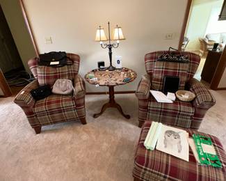 Chairs and Antique Pie Table (Top Rotates)