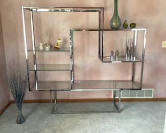 Mid Century Chrome and glass Etagere / Shelving 