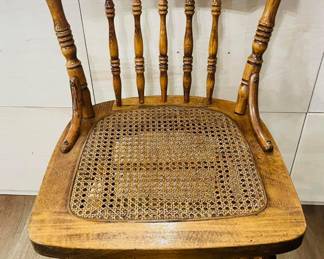 Sweet Oak Kitchen Stool with Cane Seat in Mint Condition