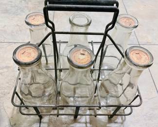 Vintage Crate of Milk Bottles