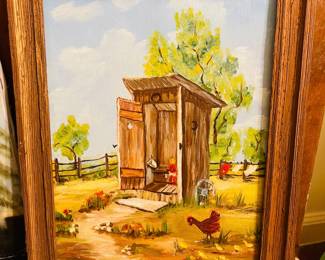 Primitive Handpainted Outhouse by 
G. Chachere 