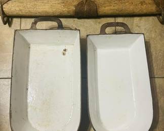 Rare 1800's French  Cast Iron Bread Pans  & Primitive Mule