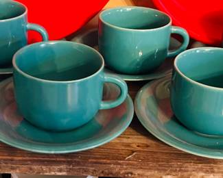 Set of Vintage  Turquoise Cups & Saucer 