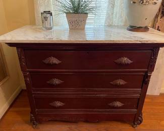 Lovely Marble Top Chest with (3) Huge Drawers