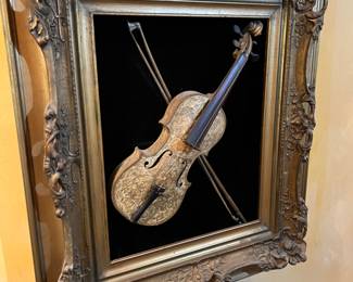 Real violin mounted and framed