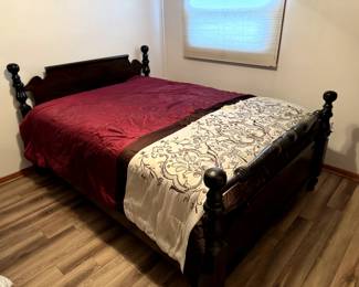 Queen bed with newer mattresses, set include nightstand, dresser with hutch,  and dresser
