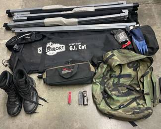 CT346G.I. Cot, Back Pack  Swiss Army Knife