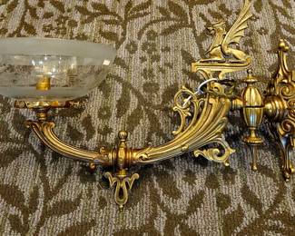 Insanely gorgeous and unique 19th c. Wall  sconce lighting, set of two. With Griffin detail and swinging arm...wow!!