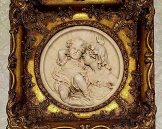 Unbelievable marble relief in Gilt ornate frames of children