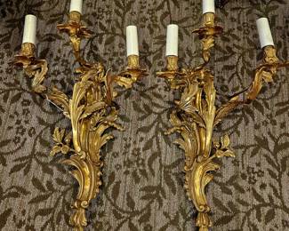 Just in! Bronze and Gilt wall sconce light sets, 19th c., many styles available!