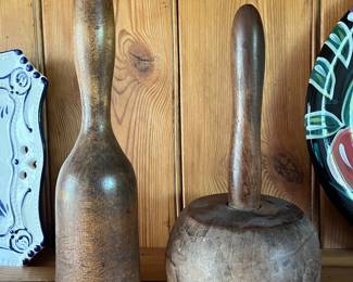 Antique Potato Masher, Tamper, Mortar and Pestle 