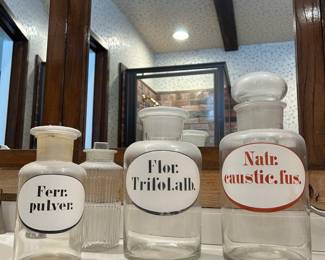 Antique Apothecary Medicine Glass Bottles