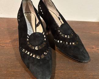 Joan & David Black Sued Heels Size 7