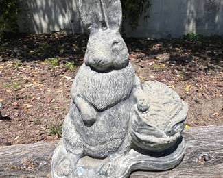 Rabbit with Cabbage Garden Sculpture