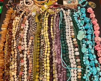 Huge collection of jewelry making supplies and stone bead strands. 
