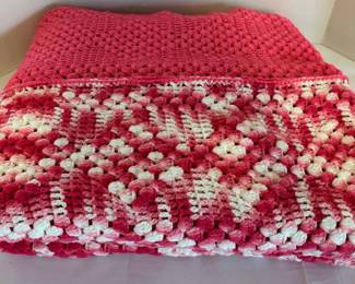 Beautiful Crocheted PinkHot Pink Throw