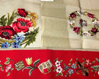 3 Floral Handmade Needlepoint