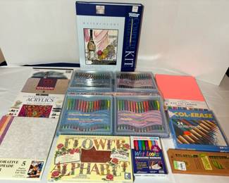 Gel Pens, Colored Pencils, Crayons, Watercolor