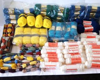 Variety of a 100 wool yarns and needle point thread