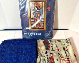 Asian Geisha Needlepoint Kit Fabric