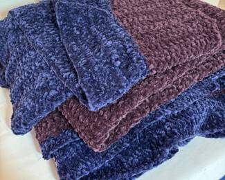 Handmade Purple Blue Crocheted Blanket Throw