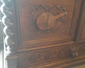 Beautiful carved details on Black Forest cabinet Circa late 1800s!